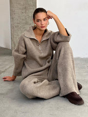 Minimalist Zipper Sweater Set