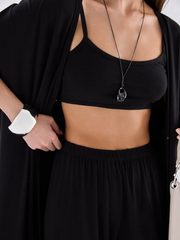 Loose camisole cardigan long pants three-piece set