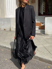 Slit satin maxi dress