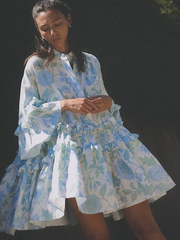 Ruffled print puff dress