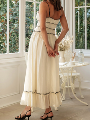 Cream Chiffon Midi Dress