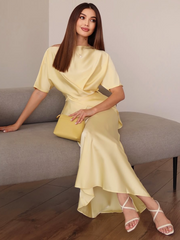 Satin Tie Back Solid Skirt Set