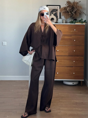 Loose Tie Cotton Linen Suit