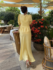 V-neck Ruffle Short Sleeve Skirt Set