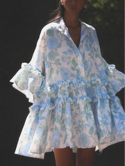 Ruffled print puff dress