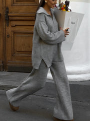 Minimalist Zipper Sweater Set