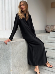 Slit satin maxi dress