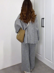 Loose-fit solid-color knitwear set
