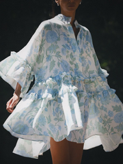 Ruffled print puff dress