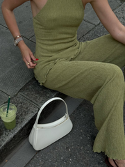 Asymmetric Halter Crop Top Wide Leg Pants Set