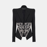 MARYL Schwarzes BLaceR mit Kristalltaille