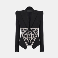 MARYL Schwarzes BLaceR mit Kristalltaille