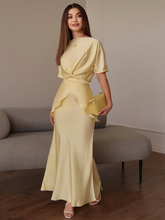 Satin Tie Back Solid Skirt Set