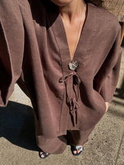 Loose Tie Cotton Linen Suit