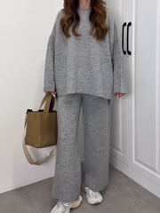 Loose-fit solid-color knitwear set