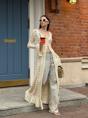 Flare Sleeve Knit Long Cardigan