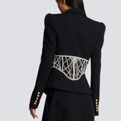 MARYL Schwarzes BLaceR mit Kristalltaille