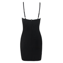 Mini-robe noire FUSAE avec fleur en cristal