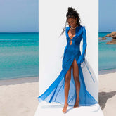 Robe longue en maille à manches longues