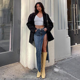 MIKA HIGHT SIDE SLIT DENIM MAXI Skirt