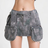 GREY CARGO Mini Skirt with Pockets