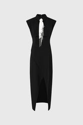 Midikleid mit Bindedetail - Schwarz