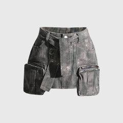GREY CARGO Mini Skirt with Pockets