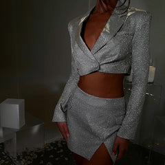 Glitter Mini Skirt and Blazer Glitter SUIT