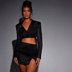 Glitter Mini Skirt and Blazer Glitter SUIT