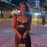 Robe courte à manches longues en maille TAKAKO AUBURN