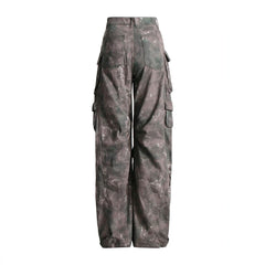 HIGH WaistED CARGO TROUSERS - DARK GREY