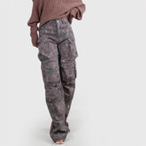 HIGH WaistED CARGO TROUSERS - DARK GREY