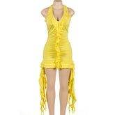 Mini-robe à volants magenta