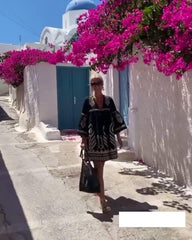 Positioned Print Trumpet Sleeve Dress