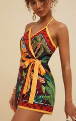 Retro Print Patchwork Romper