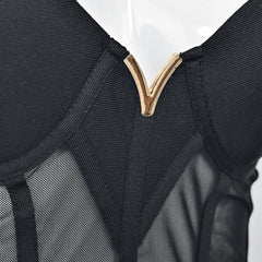 Robe bustier mi-longue classique sans manches avec bretelles et décolleté en cœur - Noir