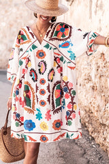 Printed Loose Sleeve Mini Dress
