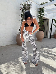 Printed Hip-Hugging Flared Pants