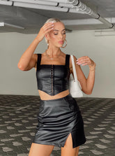 Skinny slit mini skirt leather skirt