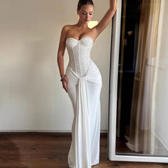 Ribbon Sequined Tube Top Maxi Dress