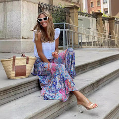 Printed Loose-Fitting Long Skirt