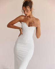 Sabine Black Tube Top Tunic Dress - White