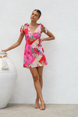 With Bow Shoulder Summer Vacation Mini Dress