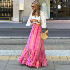Printed Loose-Fitting Long Skirt