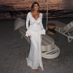 Bell Sleeve Lace Floral Midi Dress