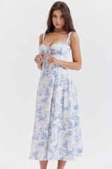 Felizia Blue Print Puff Sleeve Sundress