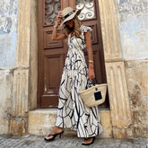 Black Abstract Print Maxi Dress