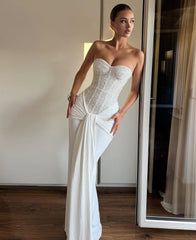 Ribbon Sequined Tube Top Maxi Dress