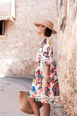 Printed Loose Sleeve Mini Dress