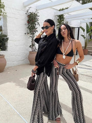 Printed Hip-Hugging Flared Pants